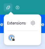 The Extensions popover opened from the puzzle button in the title bar, with one extension icon and the gear 'Manage extensions' button