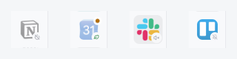 Composite of four app icons showing the status icons: power-off (disabled), green leaf (hibernated), muted speaker and bell-off