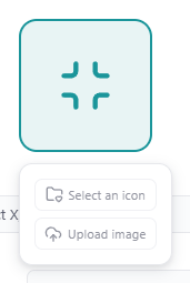 The popover over the workspace icon with 'Select an icon' and 'Upload image'