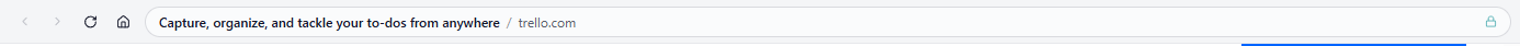 The address bar above an app: Back, Forward, Reload and Home, the page title, the address 'trello.com' and the padlock
